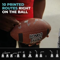 Youth Junior & Peewee Football with 10 Passing Routes — Leather Kids Football (Junior & Peewee Sizes) Endorsed by Drew Brees, Great for Ages 6–12(m-3)