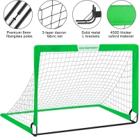 VAVOSPORT 2-Pack 4'x3' Portable Kids Soccer Goal Set — Foldable Training Nets with Ball, Pump, Cones & Carry Bag(m-3)