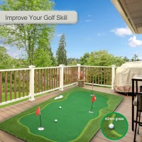 Chriiena Professional Golf Putting Mat — Large Indoor/Outdoor Training Green with Slope Pad and Moveable Cups(m-3)