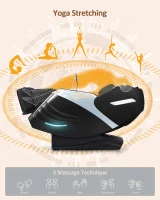 RELX 2025 Full-Body Massage Chair – 15-Mode Zero Gravity SL-Track Shiatsu Recliner with Built-In Heat, Airbag Body Scan, Deep Yoga Stretch, Calfrest Extension & AI Control (Black)(m-5)