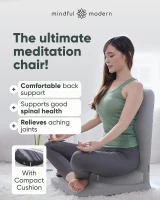 Mindful Modern Folding Pro Meditation Chair - Adjustable Floor Seat with Back Support and Half-Moon Buckwheat Cushion, Comfortable Mindfulness Living Room Chair(m-3)