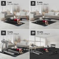 bemaxx 18-Piece EVA Interlocking Foam Gym Mats with Edge Pieces - 12.6"" x 12.6"" x 0.4"" Tiles, 18 sq ft Protective Flooring for Home Gym, Garage, Treadmill(m-3)