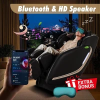 EASPEARL 2025 Full-Body SL-Track Massage Chair — Zero Gravity with Heat, App Control, Airbags, Bluetooth Speaker, 12 Auto Modes, 3-Row Foot Rollers, Body Scan (Black)(m-9)