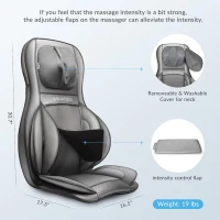 COMFIER Portable Massage Chair Pad with Heat, Shiatsu Neck & Back Massager Featuring Compression, Rolling and Vibration — Full-Body Relief, Gray(m-7)