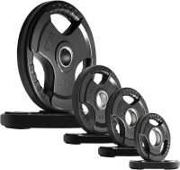 RitFit 105 lb Olympic Rubber Grip Plate Set — 2-Inch Bar Compatible, Compact Multi-Pack(m-1)