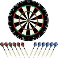 LinkVisions Professional Dartboard with Staple-Free Wiring, Tournament Size, 12 18g Steel-Tip Darts & Mounting Accessories(m-6)