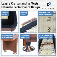 Playcraft Woodbridge Shuffleboard Table w/ In-Leg Storage Cabinet — Complete Set (Abacus, 8 Pucks, Brush & USA Speed Wax) — Pro-Style Climate Adjusters(m-2)