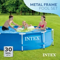 INTEX 28201EH 10ft x 30in Metal Frame Above-Ground Pool Set with 330 GPH Cartridge Pump – Puncture-Resistant 3-Ply PVC – Rust-Resistant Frame – 1,185 Gallon Capacity(m-4)