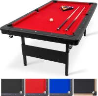 GoSports Mid-Size Billiards Table — 6, 7, or 8 ft Options — Portable, No-Assembly Pool Table with Full Accessory Set (Includes Balls, 2 Cues, Chalk & Felt Brush)(m-1)