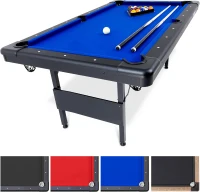 GoSports Fold-Out Pool Table (6/7/8 ft) — No Assembly, Select Your Color, Includes Balls, 2 Cues, Chalk & Brush(m-1)