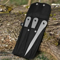 The Beak 6-Pack Throwing Spikes Set — 0.236"" Thick Premium Stainless Steel with Sheath for Beginners and Pros(m-7)