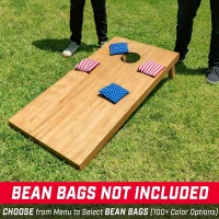 GoSports Regulation 4' x 2' Solid Wood Cornhole Boards Set with Carrying Case (Light Brown Stain)(m-4)