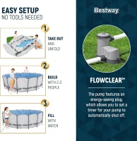 Bestway Steel Pro MAX 16-Foot x 48-Inch Round Above-Ground Pool Set with Metal Frame, 1,000-Flow Filter Pump, Ladder and Cover(m-4)