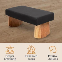 Meditation Bench — Zen Black Seiza Stool in Sustainable Acacia Wood with Curved Base for Improved Posture, Meditation & Prayer(m-6)
