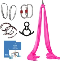Aerial Silks Starter Kit — Durable 9-Yard Tricot Aerial Hammock with Rigging Hardware & Instruction Guide | Aerial Swing for Acrobatic Flying Yoga & All Levels (Rigging Up to 13 ft)(m-1)