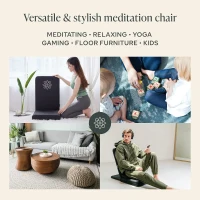 Mindful Modern Pro Folding Meditation Chair - 5-Position Adjustable Floor Seat with Back Support and Detachable Buckwheat Cushion(m-5)