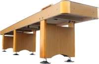 Playcraft Woodbridge Premium Shuffleboard Table with Cabinet Storage — Game Package with Abacus, 8 Pucks, Brush & USA Wax — Pro Climate Adjustment System(m-9)