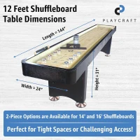 Playcraft Georgetown Shuffleboard Table with Built-In Storage Cabinet, Matching Abacus, 8 Pucks, Brush & USA Speed Wax - Pro Climate Adjusters - Hand-Stained Burnished Finish(m-6)