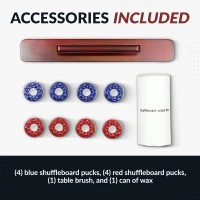 Hathaway Merlot 12-Foot Shuffleboard Table — Walnut Finish, Lacquered 1.75"" Birch Playfield, Built-In Scorer & Cabinet, Climate Adjusters(m-6)