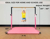MARFULA Adjustable Gymnastics Kip Bar with Mats – 5 ft Bar, 4 ft Width, Foldable & Portable, Adjustable 36""–60"" for Kids' Training(m-2)