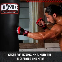 Ringside Powerhide 100 lb Soft-Filled Heavy Bag — 14 x 42 Inch, Durable Punching Bag with Chain & Swivel(m-4)