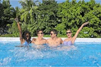 Bestway Power Steel Rectangular 24 ft x 12 ft x 52 in Metal Frame Above-Ground Pool Kit with 1,500 GPH Sand Filter Pump, Ladder and Cover(m-7)