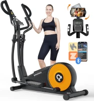 pooboo E399 Elliptical Machine — Home Elliptical with 16-Level Resistance, Hyper-Quiet Magnetic Rear Drive, 15.5 in Stride, LCD Monitor, 350 lb Capacity(m-1)