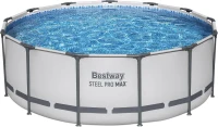 Bestway Steel Pro MAX 13-Foot x 48-Inch Round Above-Ground Pool Set, Gray — Metal Frame with Filter Pump, Ladder & Cover(m-8)