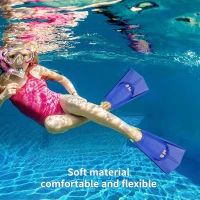 Kids Short Swim Fins — Comfortable Lap Training Flippers for Children, Boys & Girls, Beginner Swimmers(m-5)