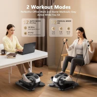 Under-Desk Elliptical Leg Exerciser — Electric Pedal Machine for Seniors, 12 Speeds & 12 Modes with Remote, Elastic Cord, Manual and Auto for Home Office(m-2)