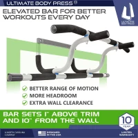 Ultimate Body Press XL Doorway Pull-Up Bar — Elevated Bar, Adjustable Width, No-Drill Installation(m-2)