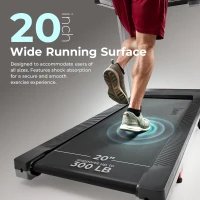Sunny Health & Fitness OneClick-Fold 20"" Smart Treadmill — Fully Assembled with Auto Incline & SunnyFit App(m-4)