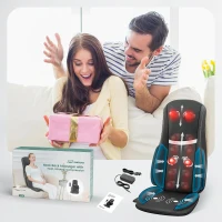 Snailax Shiatsu Neck & Back Massager Pad with Heat, Compression and Height-Adjustable Neck Rollers — Seat Massager with Vibration for Full-Body Relief, Gift for Men and Women(m-9)