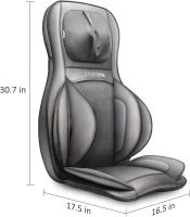 COMFIER Portable Massage Chair Pad with Heat, Shiatsu Neck & Back Massager Featuring Compression, Rolling and Vibration — Full-Body Relief, Gray(m-8)
