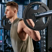 RitFit Olympic Rubber Grip Plates for Barbell — 2"" Hole Weight Plates for Home & Gym Strength Workouts, Singles/Pairs/Sets (2.5/5/10/25/45 lb) — 295 lb Set(m-7)