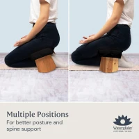 Seiza Meditation Bench (Natural White) – Sustainable Acacia Wood Prayer and Meditation Stool with Curved Rocking‑Style Bottom for Optimal Posture(m-5)