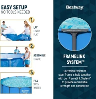 Bestway Steel Pro MAX 15' x 48"" Round Metal Frame Above-Ground Backyard Pool for Families (Pool Only)(m-4)