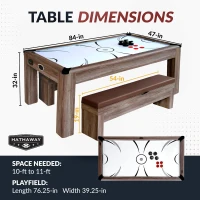 Hathaway Driftwood 84-inch 3-in-1 Air Hockey Table with Ping Pong Top & Dining Surface(m-2)