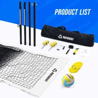 Patiassy Portable Volleyball Net — Heavy-Duty Professional Outdoor Set with Adjustable Powder-Coated Aluminum Telescoping Poles, Galvanized Winch Tension System, Steel Stakes, Anti-Sag Design, Pump & 1680D Carry Bag for Beach, Grass & Backyard(m-8)