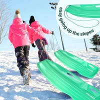 Slippery Racer Downhill Xtreme Toboggan — Slick-Coated 1–2 Person Snow Sled with IceVex Treatment, reinforced Handles & Pull Rope(m-7)
