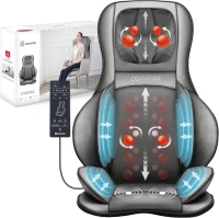 COMFIER Portable Massage Chair Pad with Heat, Shiatsu Neck & Back Massager Featuring Compression, Rolling and Vibration — Full-Body Relief, Gray(m-1)