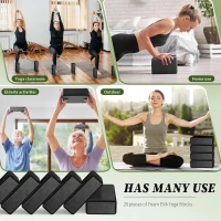 20-Pack EVA Foam Yoga Blocks – Lightweight Non-Slip Support Bricks for Pilates, Stretching and Meditation (Black)(m-6)