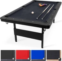 GoSports Compact Billiards Table — 6, 7, or 8 ft Choices — No-Assembly Portable Pool Table with Accessories Included (Balls, 2 Cues, Chalk & Felt Brush)(m-1)