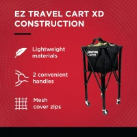 GAMMA Sports EZ Travel Cart – Portable Tennis, Pickleball & Padel Ball Hopper with Foldable Compact Design, Lightweight Durable Frame, Compatible EZ Bags, 150 or 250-Ball Capacity, Premium Carrying Case Included(m-5)