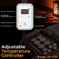 SereneLife Portable Heated Stone Massage Kit — Electric Hot Stone Warmer with 6 Large & 6 Small Natural Basalt Rocks and Digital Controller(m-2)