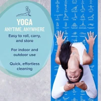 NewMe Fitness Large Yoga Mat for Men & Women – 5mm Thick, 68"" Long Non-Slip Exercise Mat with 70 Printed Poses for Pilates, Workouts and Stretching(m-5)