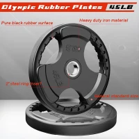 RitFit Olympic Rubber Grip Plates for Barbell — 2"" Hole Weight Plates for Strength Training, Available as Singles, Pairs or Sets (2.5/5/10/35/45 lb) — 315 lb Set(m-4)