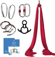 Aerial Yoga Hammock Kit – 9 yd Tricot Silks with Heavy-Duty Hardware & Guide for Flying Yoga, Gymnastics and Inversion (Rig Up to 13 ft)(m-2)