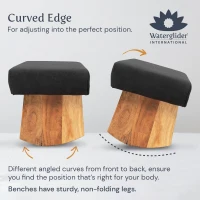 Seiza Meditation Bench (Natural White) – Sustainable Acacia Wood Prayer and Meditation Stool with Curved Rocking‑Style Bottom for Optimal Posture(m-3)