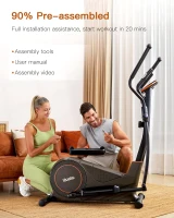Niceday Magnetic Elliptical Trainer - 15.5in Stride Home Elliptical with 16 Resistance Levels, 400 lb Capacity, Kinomap Compatible(m-6)